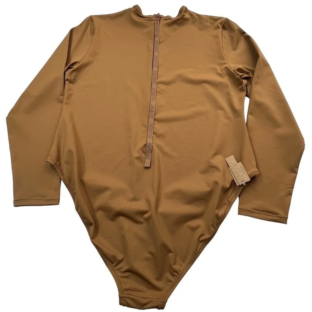 SKIMS Swim Long‎ Sleeve One Piece Almond 3X